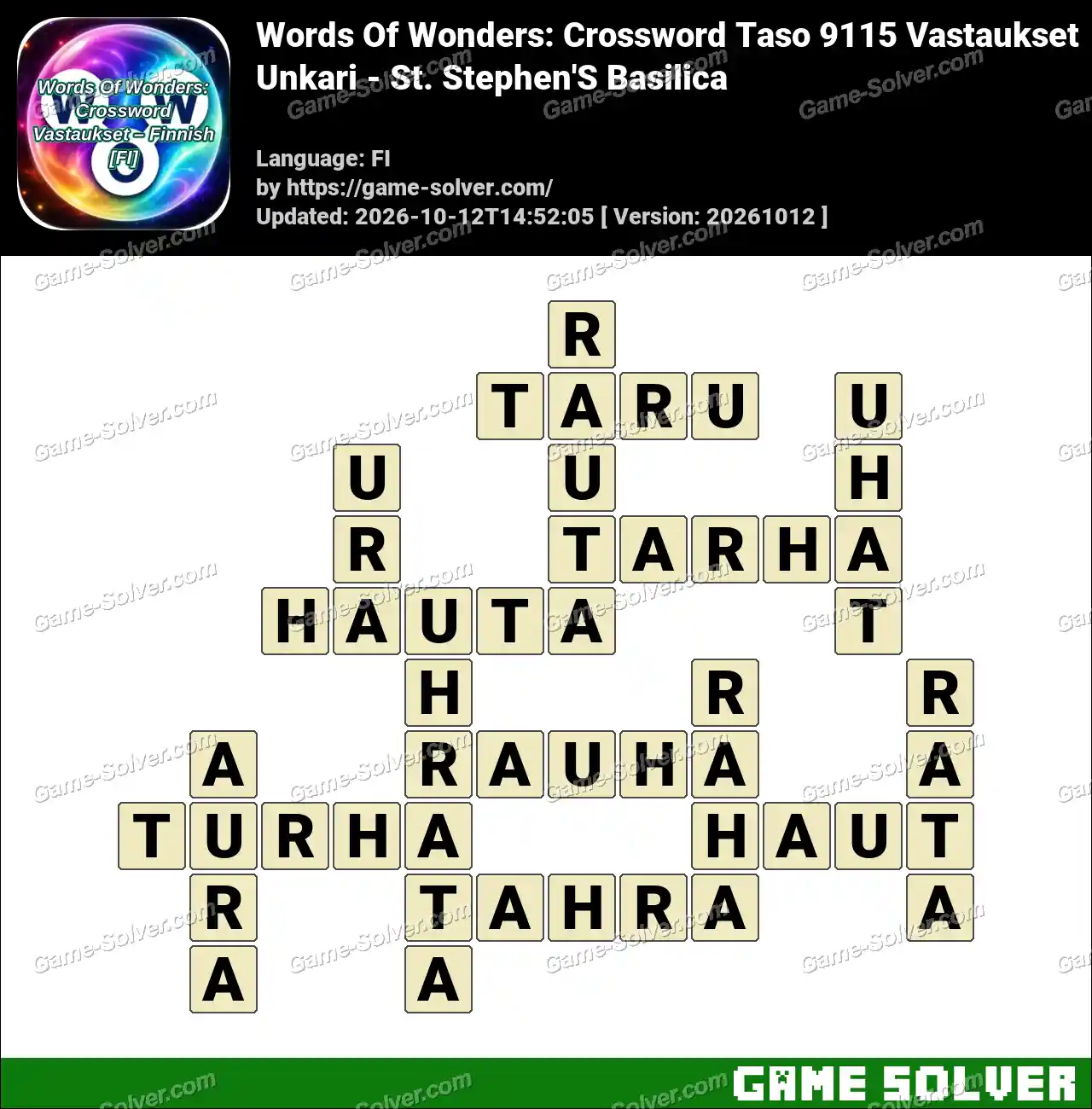 Words Of Wonders: Crossword Taso 9115 Vastaukset – Unkari – St. Stephen’S Basilica